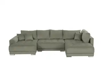 Wohnlandschaft mit Schlaffunktion Lemie Cordstoff Grün links