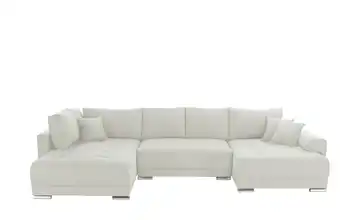 Wohnlandschaft mit Schlaffunktion Lemie Flachgewebe Beige rechts