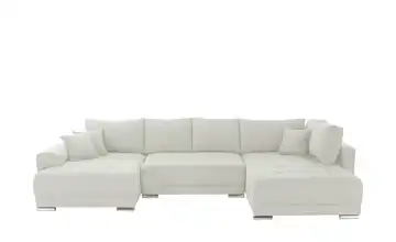 Wohnlandschaft mit Schlaffunktion Lemie Flachgewebe Beige links