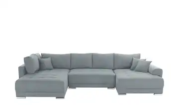 Wohnlandschaft mit Schlaffunktion Lemie Flachgewebe Grau rechts