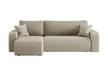 Ecksofa mit Schlaffunktion Pianio Dunkelbeige Cordstoff