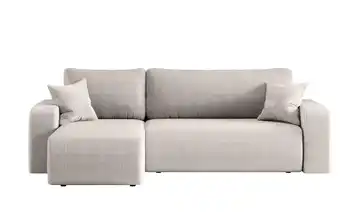Ecksofa mit Schlaffunktion Pianio Hellbeige Cordstoff