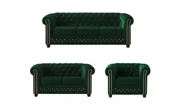 S-STYLE Chesterfield Polstergarnitur 3+2+1 Cleo Blink Flaschengrün