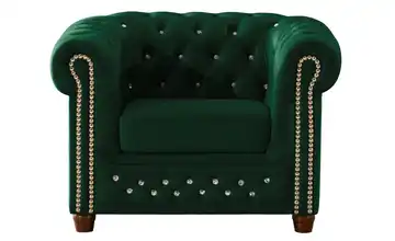 S-STYLE Chesterfield Sessel Cleo Blink Flaschengrün