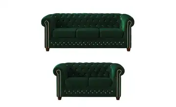 S-STYLE Chesterfield Polstergarnitur 3+2 Cleo Blink Flaschengrün