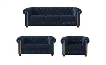 S-STYLE Chesterfield Polstergarnitur 3+2+1 Cleo Blink Marineblau