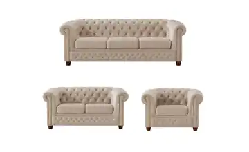 S-STYLE Chesterfield Polstergarnitur 3+2+1 Cleo Blink Beige