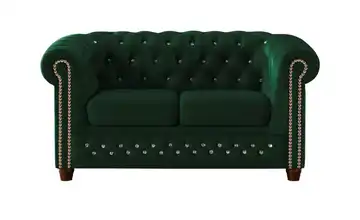 S-STYLE Chesterfield Einzelsofa Cleo Blink Flaschengrün