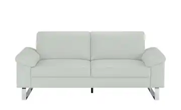 Max Schelling Ledersofa mit Kufengestell Maximum 2 Hellgrau Taschenfederkern