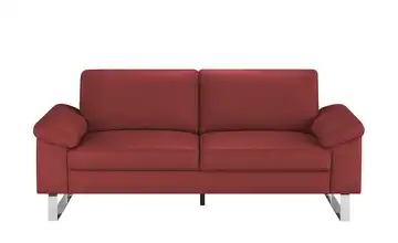 Max Schelling Ledersofa mit Kufengestell Maximum 2 Karminrot Taschenfederkern