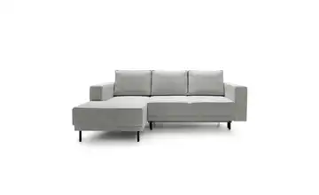 Selsey Ecksofa mit Schlaffunktion Rodario Mini Cordstoff Hellgrau links