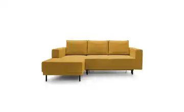 Selsey Ecksofa mit Schlaffunktion Rodario Mini Cordstoff Senfgelb links