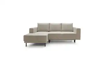Selsey Ecksofa mit Schlaffunktion Rodario Mini Cordstoff Dunkelbeige links