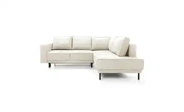 Selsey Ecksofa mit Schlaffunktion Rodario Hellbeige rechts Samt