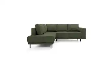 Selsey Ecksofa mit Schlaffunktion Rodario Olivgrün links Samt