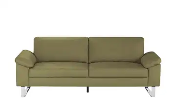 Max Schelling Ledersofa mit Kufengestell Maximum 3 Olivgrün Federkern