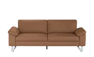 Max Schelling Ledersofa mit Kufengestell Maximum 3 Braun Federkern