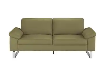 Max Schelling Ledersofa mit Kufengestell Maximum 2 Olivgrün Federkern