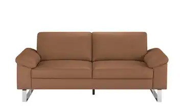 Max Schelling Ledersofa mit Kufengestell Maximum 2 Braun Federkern