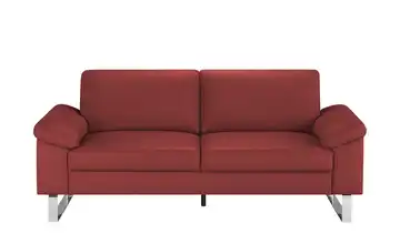 Max Schelling Ledersofa mit Kufengestell Maximum 2 Karminrot Federkern