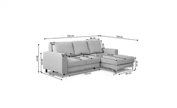 Selsey Ecksofa mit Schlaffunktion Mokpeo Beige Mikrofaser rechts