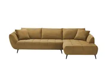 bobb Ecksofa mit Sitztiefenverstellung Carly Webstoff Curry rechts