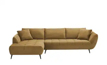 bobb Ecksofa mit Sitztiefenverstellung Carly Webstoff Curry links