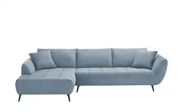 bobb Ecksofa mit Sitztiefenverstellung Carly Webstoff Blau links