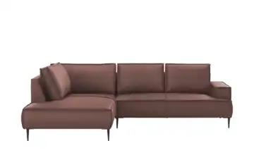 uno Ecksofa Olmo links Braun Mikrofaser in Leder-Optik