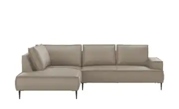 uno Ecksofa Olmo links Beige Mikrofaser in Leder-Optik