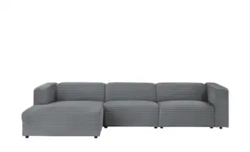 Ecksofa im modernen Breitcord Prado Cordstoff grob links Grau