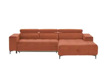 switch Ecksofa aus Mikrofaser Caro Terracotta Mikrofaser in Samt-Optik rechts Erweiterte Funktion