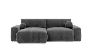 S-STYLE Ecksofa mit Schlaffunktion Puffy links Dunkelgrau