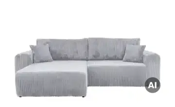 Ecksofa mit Schlaffunktion Henna Hellgrau Cordstoff grob