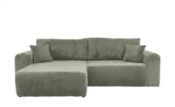 Ecksofa mit Schlaffunktion Henna Olivgrün Cordstoff grob