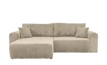 Ecksofa mit Schlaffunktion Henna Taupe Cordstoff grob