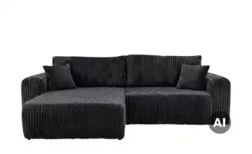 Ecksofa mit Schlaffunktion Henna Schwarz Cordstoff grob