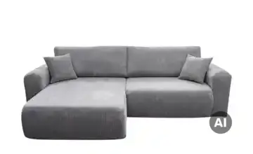 Ecksofa mit Schlaffunktion Henna Hellgrau Cordstoff