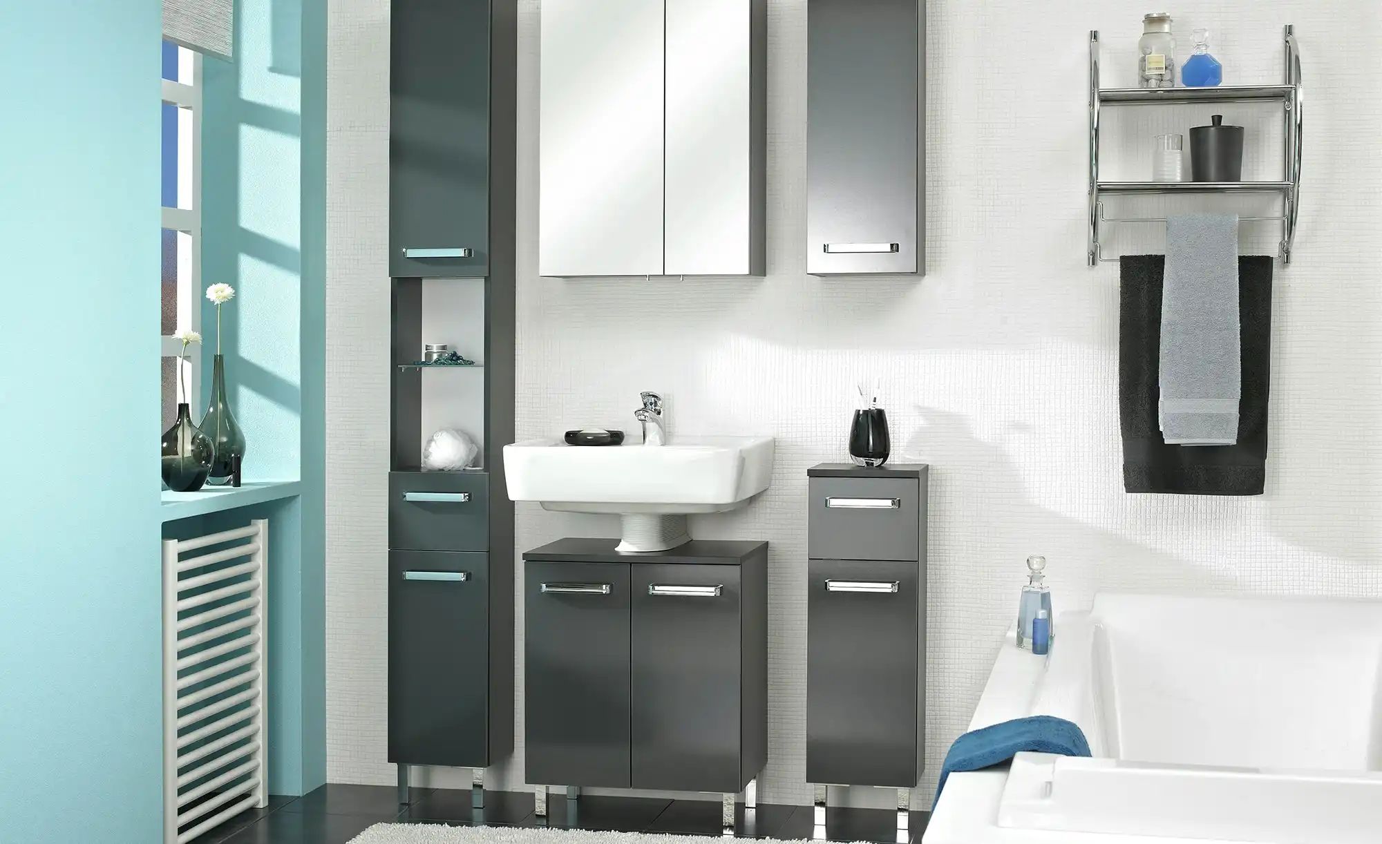 uno Waschbeckenunterschrank   Monti ¦ grau ¦ Maße (cm): B: 50 H: 62 T: 33.0 günstig online kaufen
