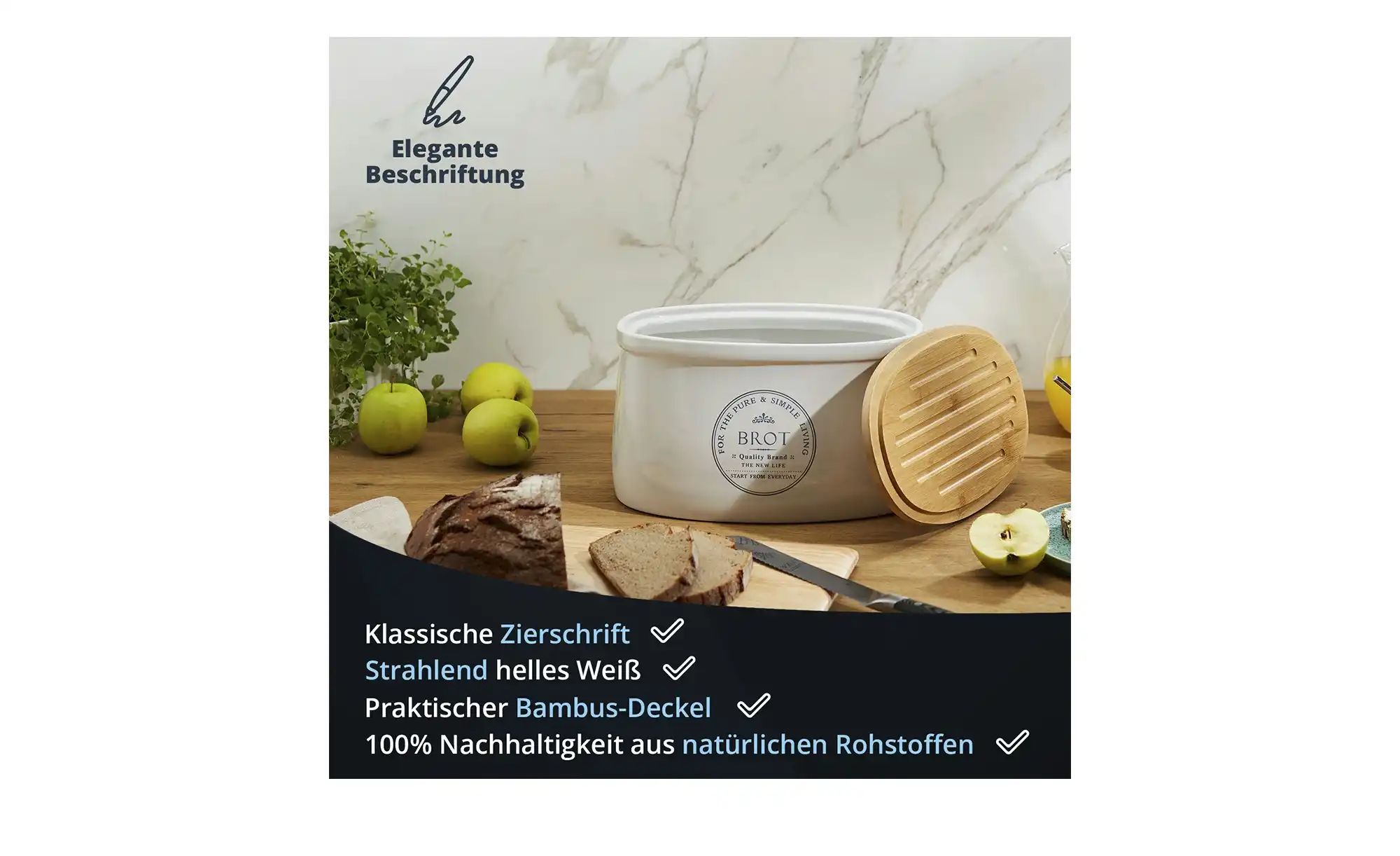KHG Aufbewahrungsdose  Brot ¦ weiß ¦ Maße (cm): B: 20,2 H: 19 Küchenzubehör günstig online kaufen
