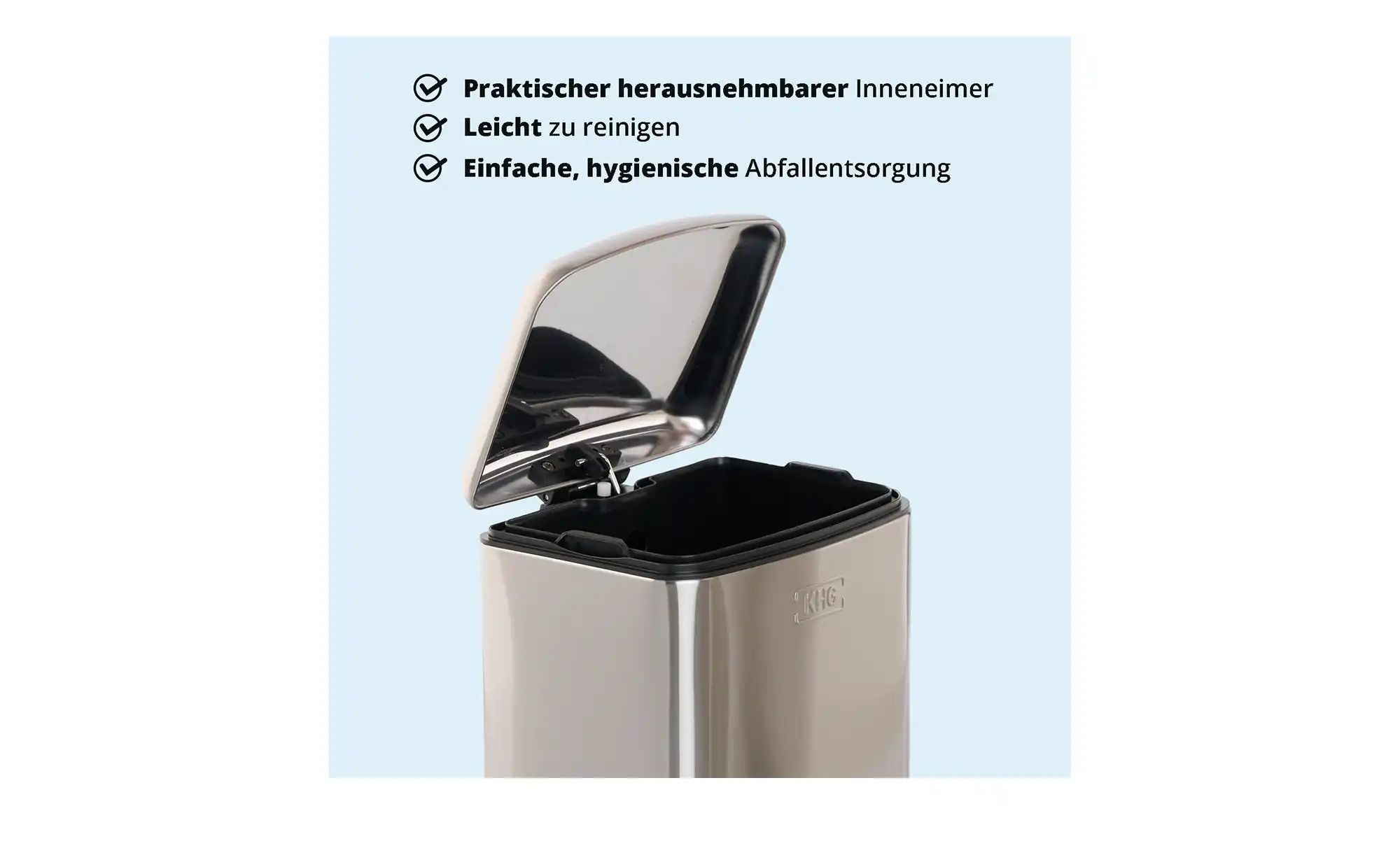 KHG Abfalleimer 6 l   ¦ silber ¦ Maße (cm): B: 22,5 H: 32,5 Küchenzubehör & günstig online kaufen