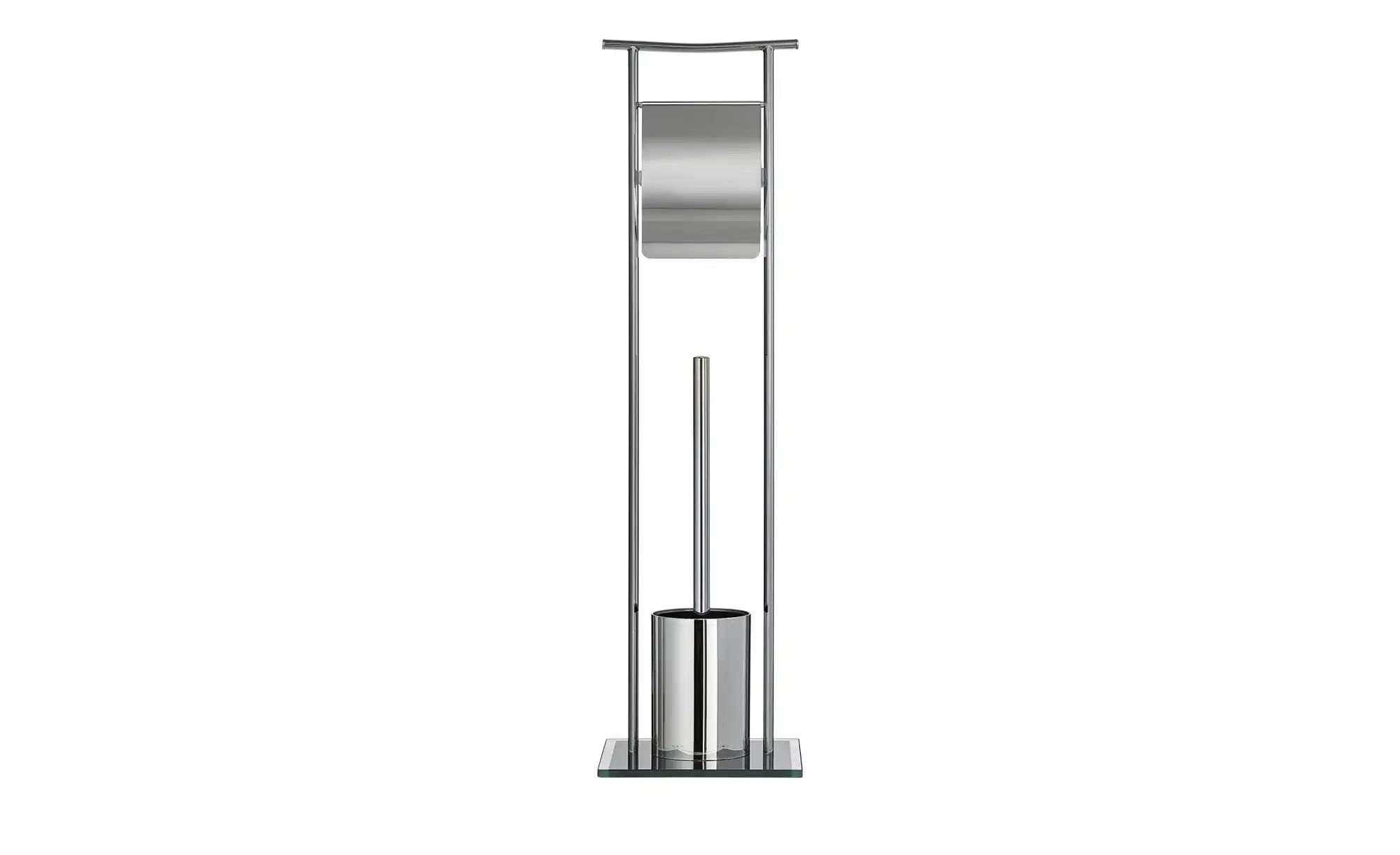 KHG Stand WC Garnitur ¦ silber ¦ Edelstahl, Glas ¦ Maße (cm): B: 19 H: 69,5 günstig online kaufen