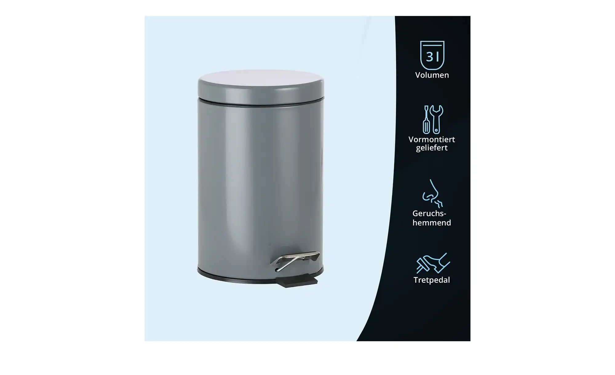 KHG Kosmetikeimer 3 l   ¦ grau ¦ Maße (cm): H: 26  Ø: 16.8 Küchenzubehör & günstig online kaufen