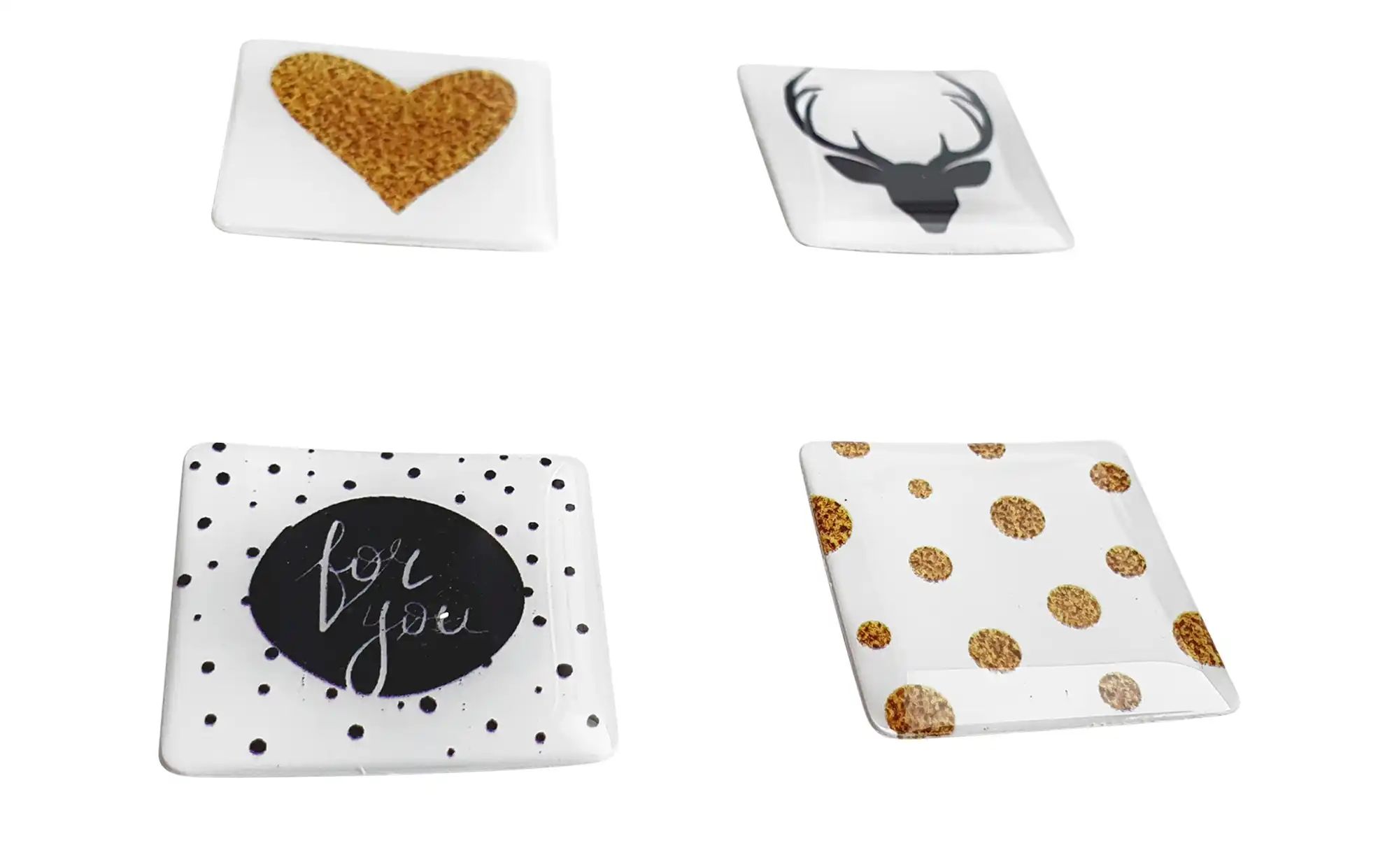 4er-Set eckige Magnete  Black & Gold Accessoires > Bilder & Schilder - Höff günstig online kaufen