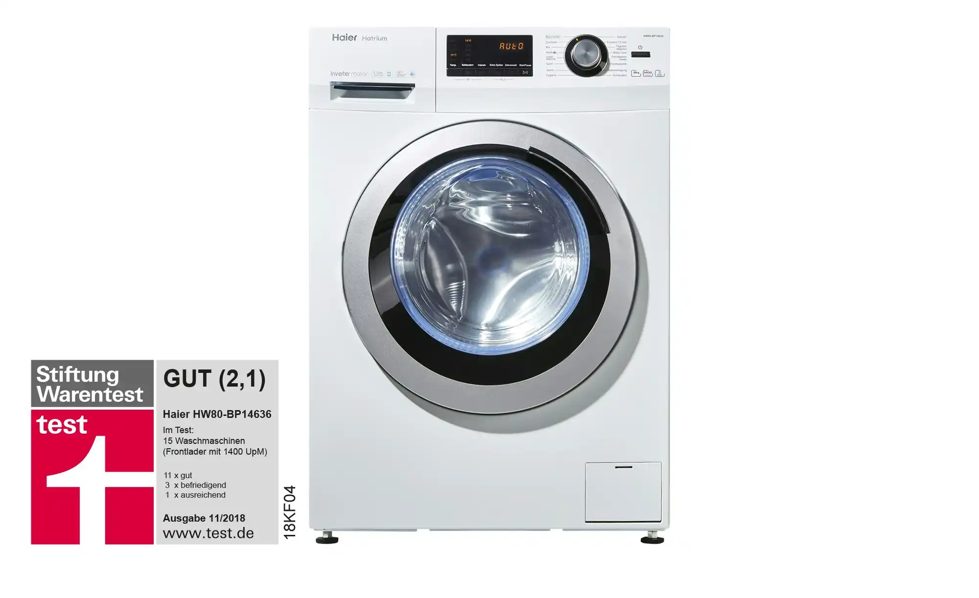 Haier Waschvollautomat  HW80-BP14636 ¦ weiß ¦ Kunststoff, Metall-lackiert, Glas  ¦ Maße (cm): B: 59,5 H: 85 T: 55 Elektrogeräte > Waschmaschinen - Höffner