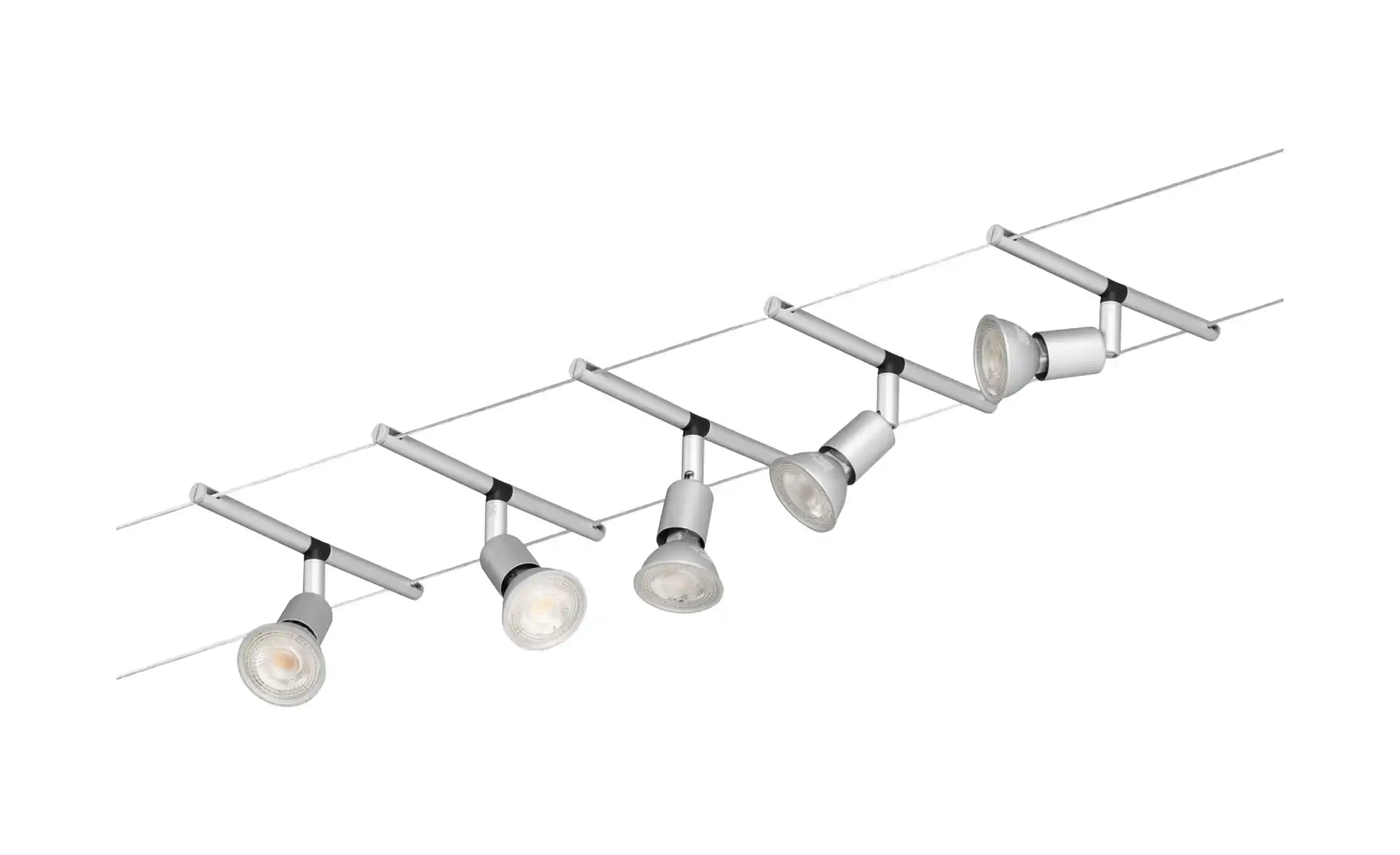 Seilsystem, Basisset, 5-flammig, chrom-matt ¦ silber Ø: 14.5 Lampen & Leuchten > LED-Leuchten > LED-Strahler & Spots - Höffner