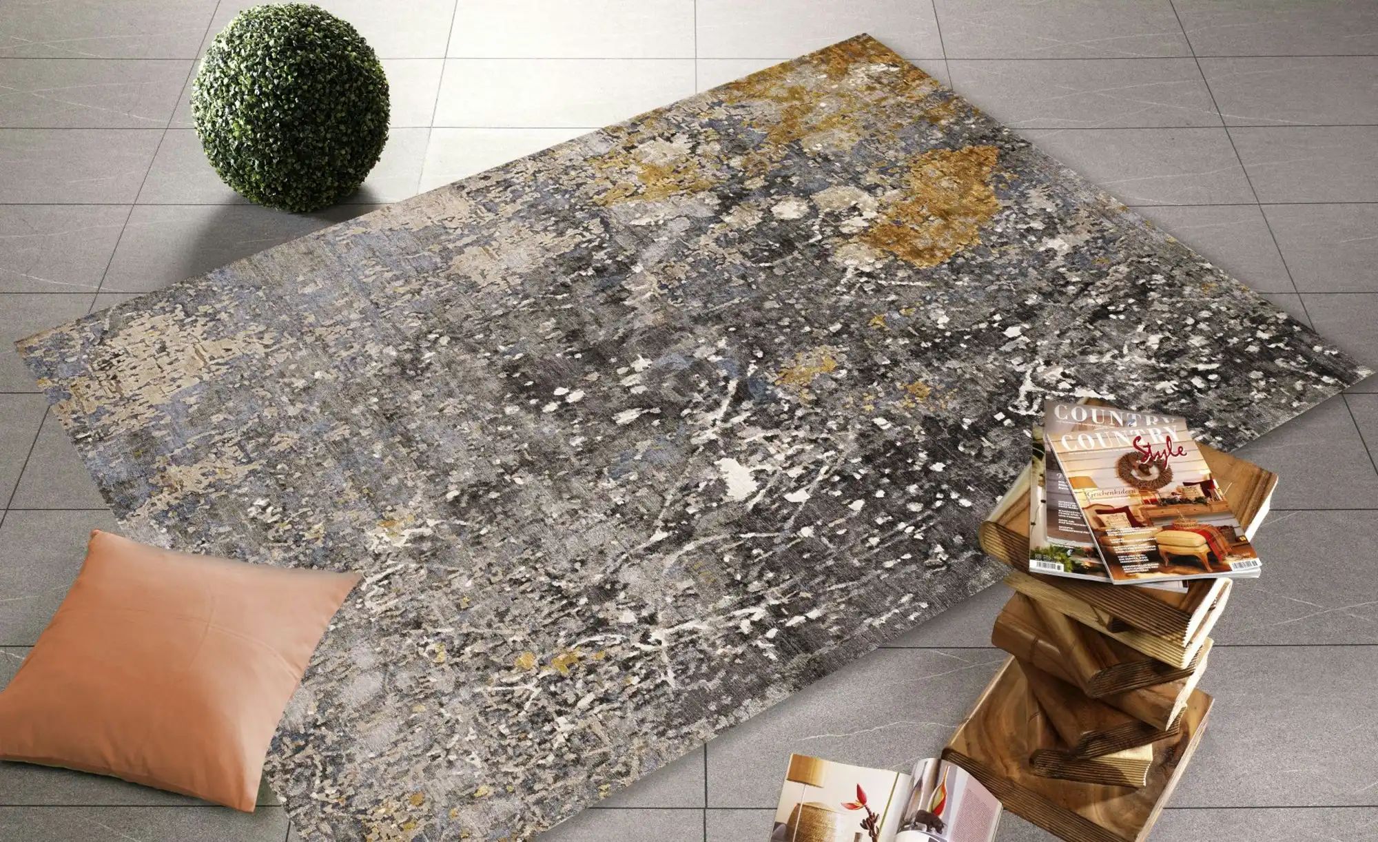 Kurzflorteppich  Signature Orimon ¦ grau ¦ Viskose ¦ Maße (cm): B: 90 Teppi günstig online kaufen