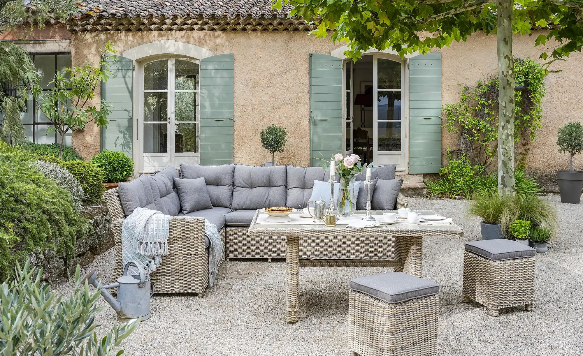 a casa mia Garten-Loungeset aus Polyrattan Bregenz ¦ creme Garten > Gartenm günstig online kaufen