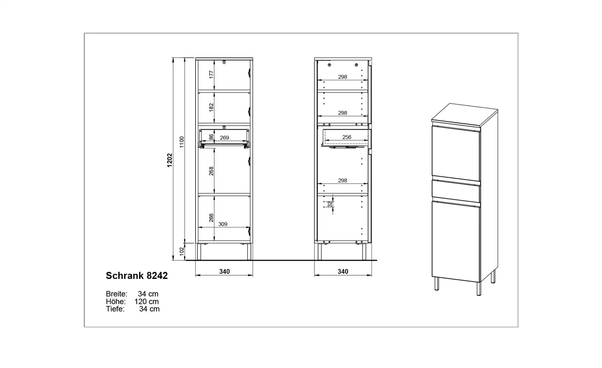 Unterschrank   Seddiner See ¦ weiß ¦ Maße (cm): B: 34 H: 120 T: 34 Schränke günstig online kaufen