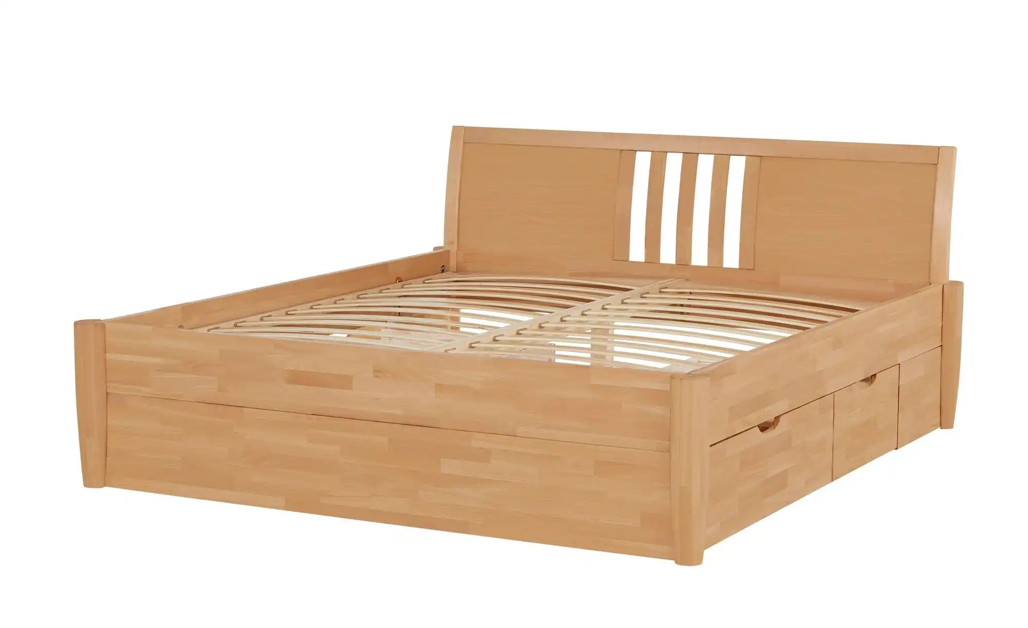 Massivholz-Bettgestell mit Bettkasten Timber | 200 cm, Buche Natur
